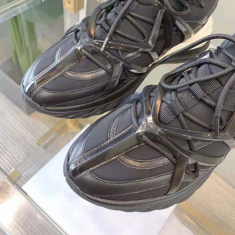 Jimmy Choo Women Cosmos/F Black Leather and Neoprene Low-Top Trainers - image 6