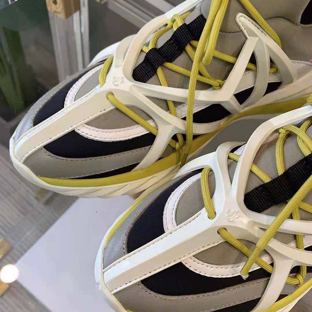 Jimmy Choo Women Cosmos/F Marl Grey Lime and Pink Leather and Neoprene Low-Top Trainers - image 7