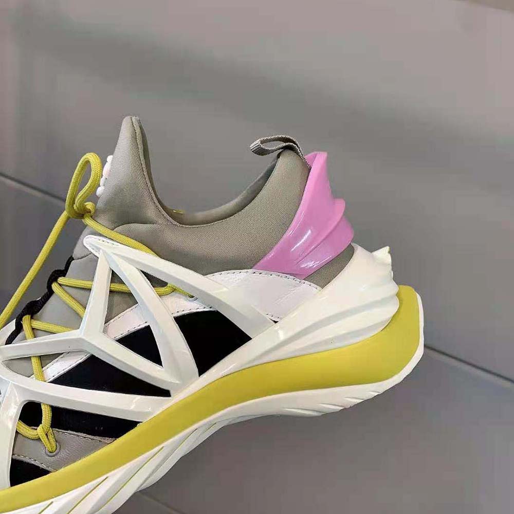 Jimmy Choo Women Cosmos/F Marl Grey Lime and Pink Leather and Neoprene Low-Top Trainers - image 6