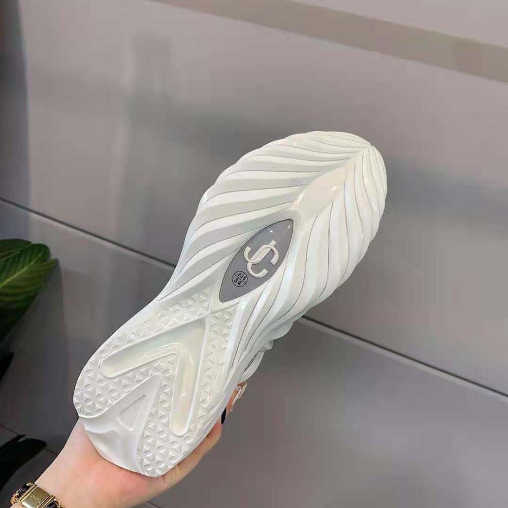 Jimmy Choo Women Cosmos/F White Neoprene and Leather Low-Top Trainers with Crystals - image 6