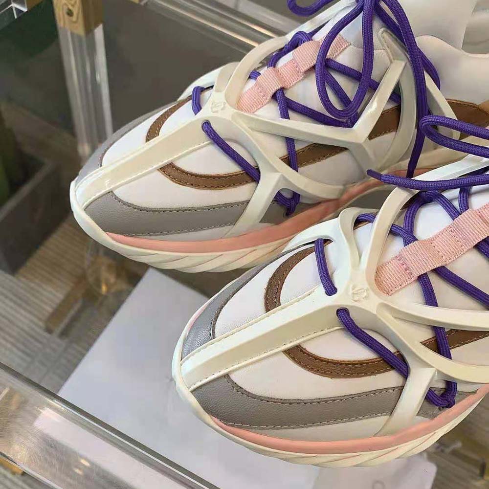 Jimmy Choo Women Cosmos/F White and Ballet Pink Leather and Neoprene Low-Top Trainers - image 8