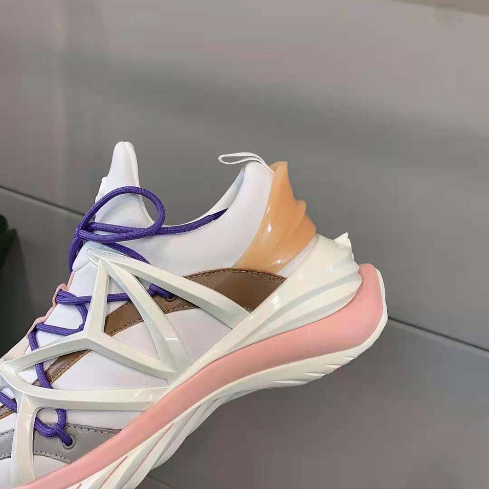 Jimmy Choo Women Cosmos/F White and Ballet Pink Leather and Neoprene Low-Top Trainers - image 6