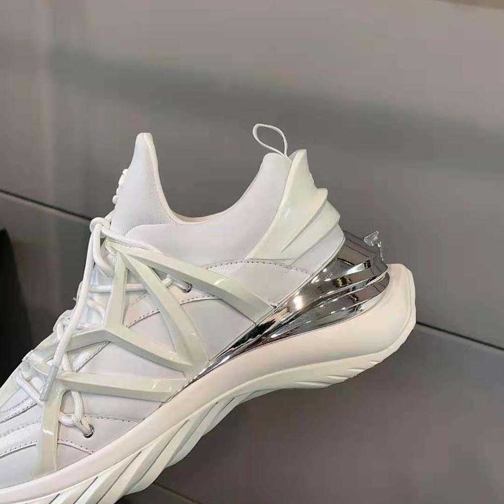 Jimmy Choo Women Cosmos/F White and Silver Leather and Neoprene Low-Top Trainers - image 8