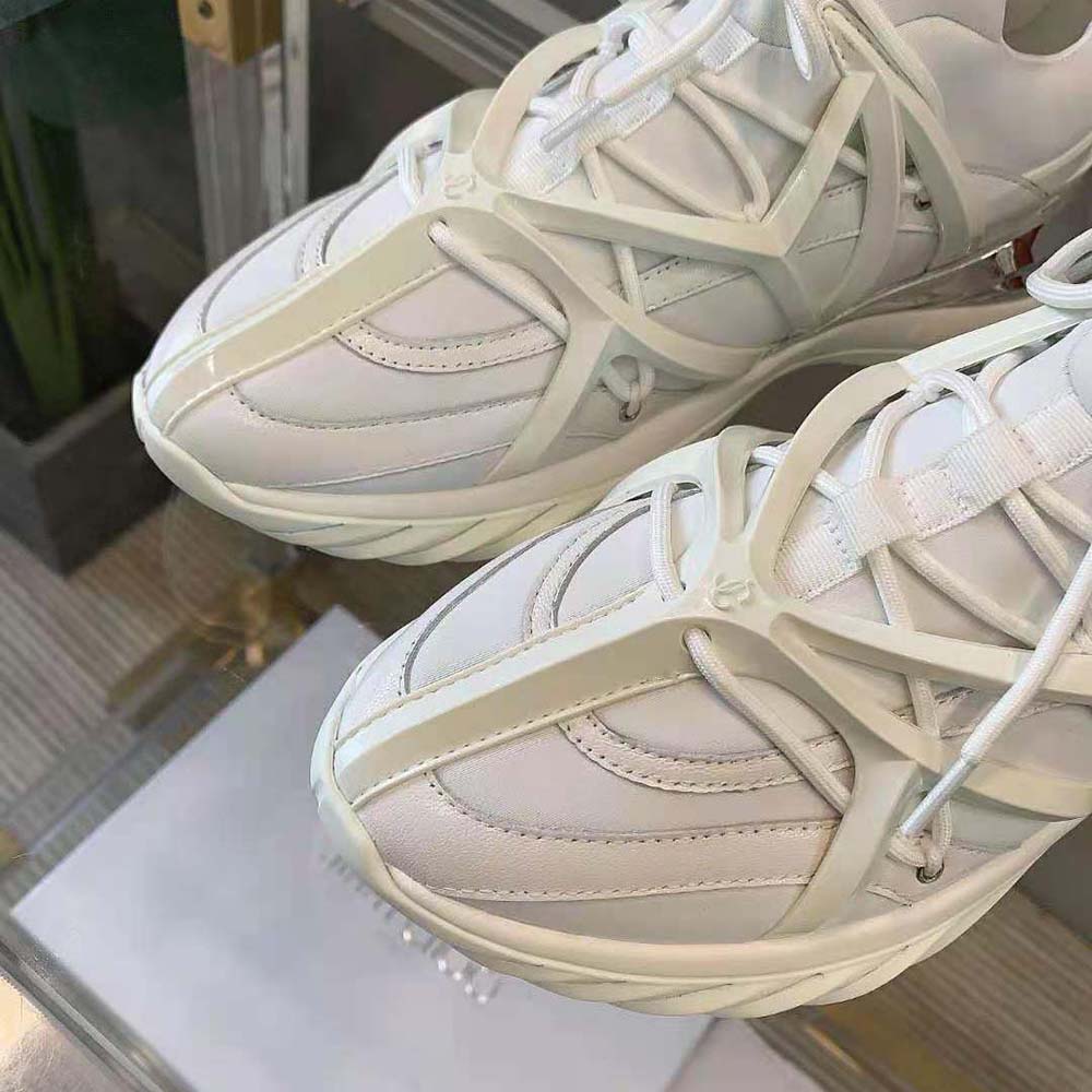 Jimmy Choo Women Cosmos/F White and Silver Leather and Neoprene Low-Top Trainers - image 7
