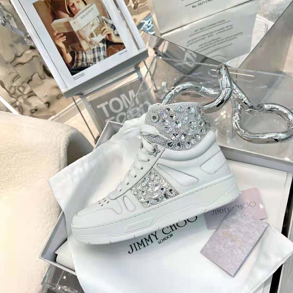 Jimmy Choo Women Hawaii Hi Top/F White Nappa Leather High-Top Trainers - image 5