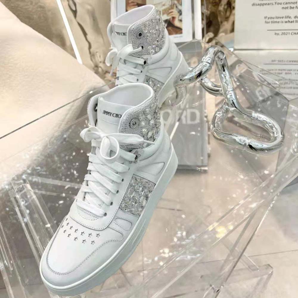Jimmy Choo Women Hawaii Hi Top/F White Nappa Leather High-Top Trainers - image 8