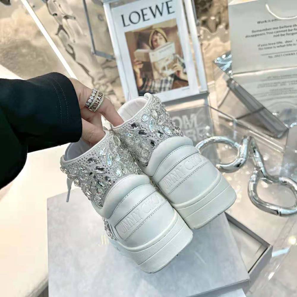 Jimmy Choo Women Hawaii Hi Top/F White Nappa Leather High-Top Trainers - image 6