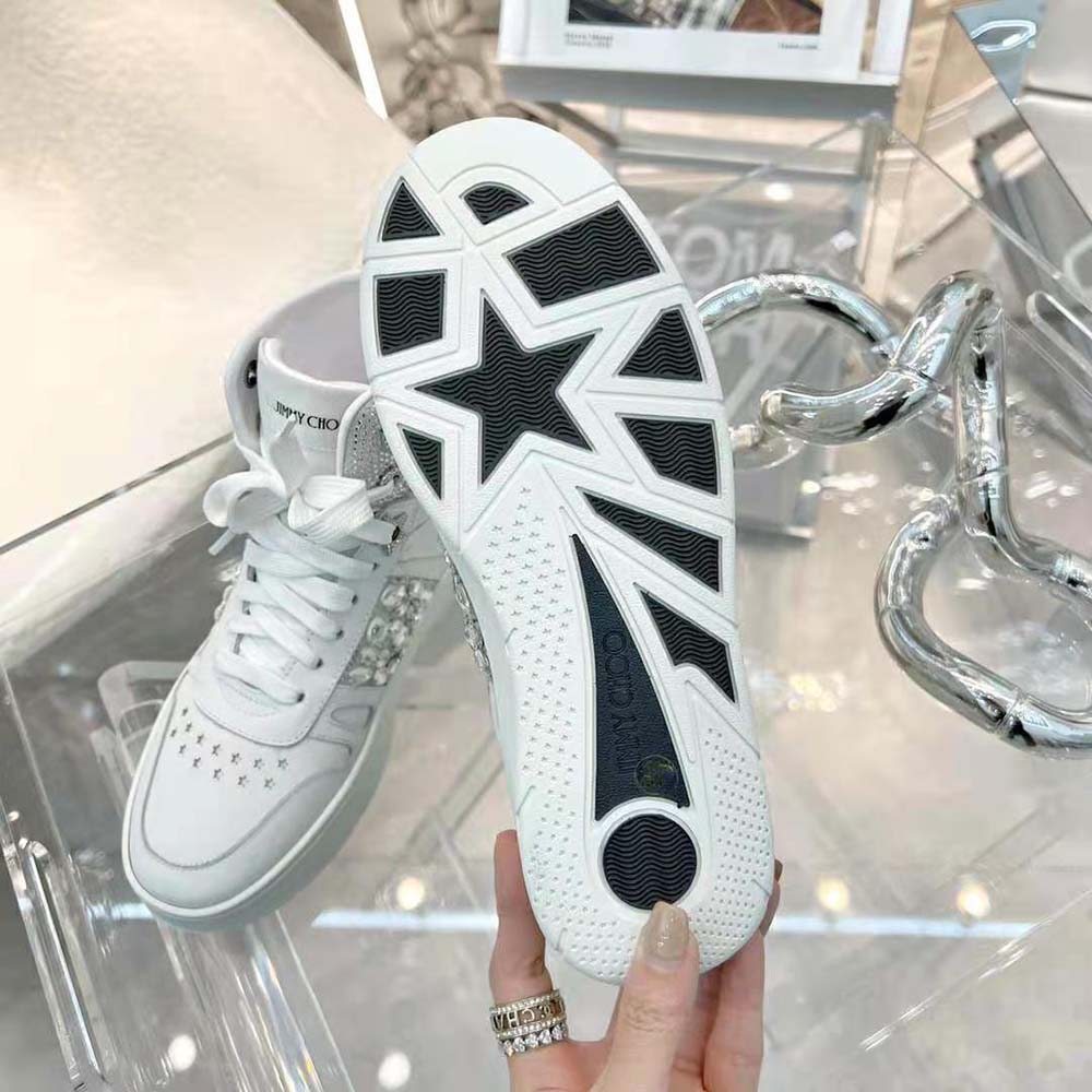 Jimmy Choo Women Hawaii Hi Top/F White Nappa Leather High-Top Trainers - image 9