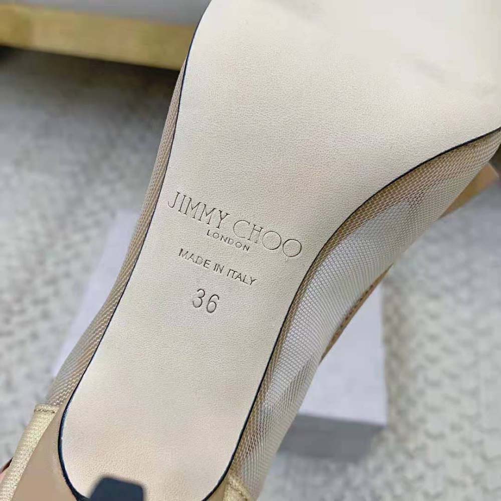 Jimmy Choo Women Lani 100 Caramel Mesh Pumps with JC Monogram Leather Bow - image 9
