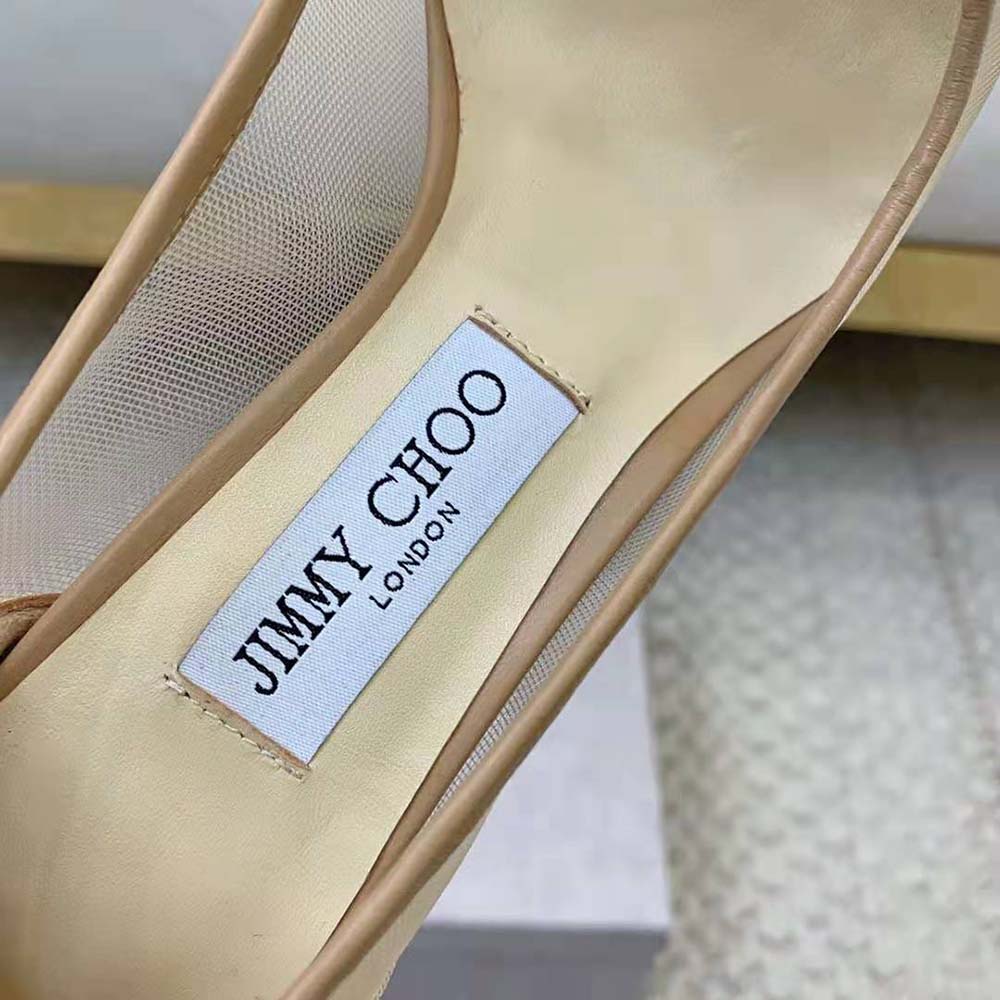 Jimmy Choo Women Lani 100 Caramel Mesh Pumps with JC Monogram Leather Bow - image 8