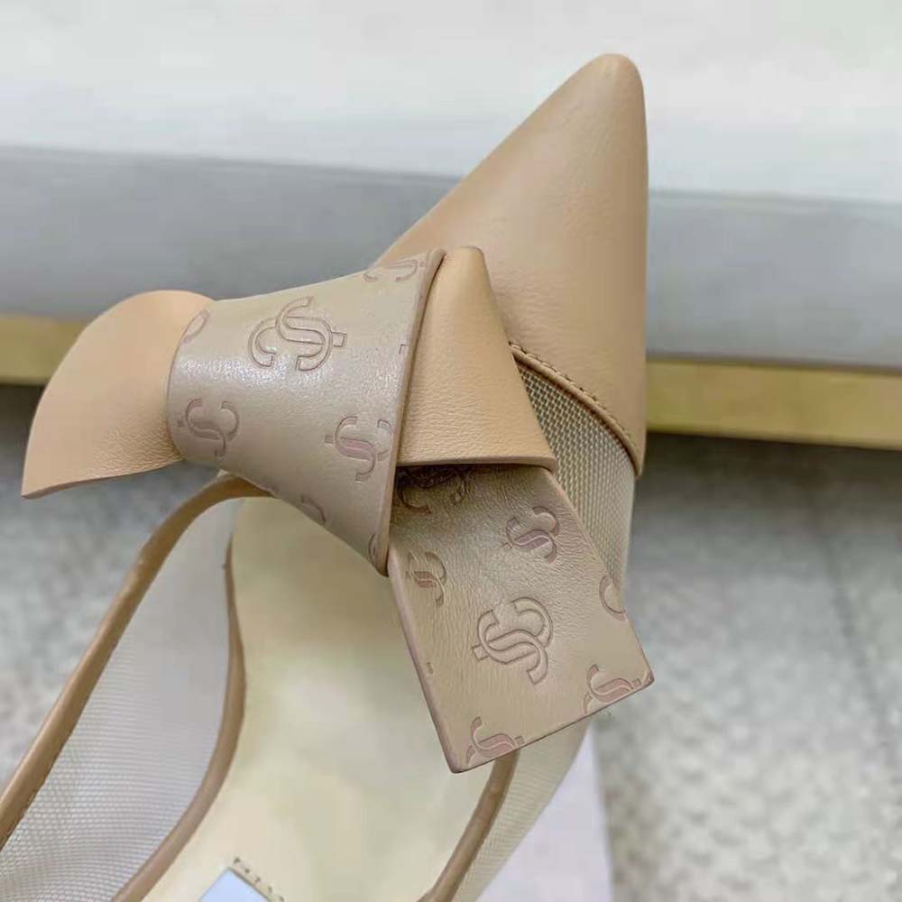 Jimmy Choo Women Lani 100 Caramel Mesh Pumps with JC Monogram Leather Bow - image 7