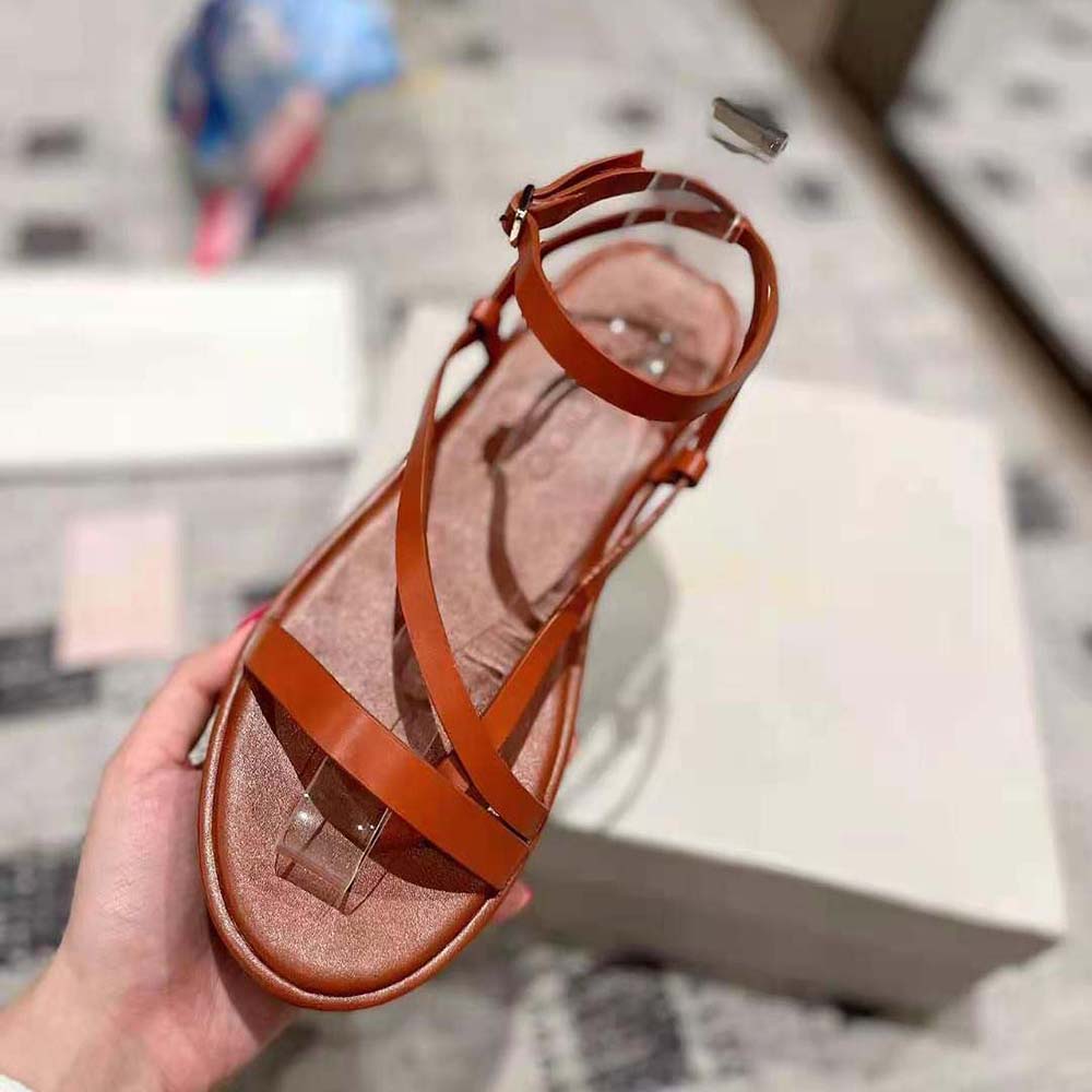 Jimmy Choo Women Pine Flat Cuoio Vachetta Leather Platform Sandals - image 8