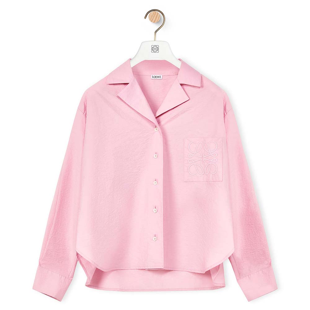 Front view of Loewe Women Anagram Pyjama Blouse in Cotton-Pink