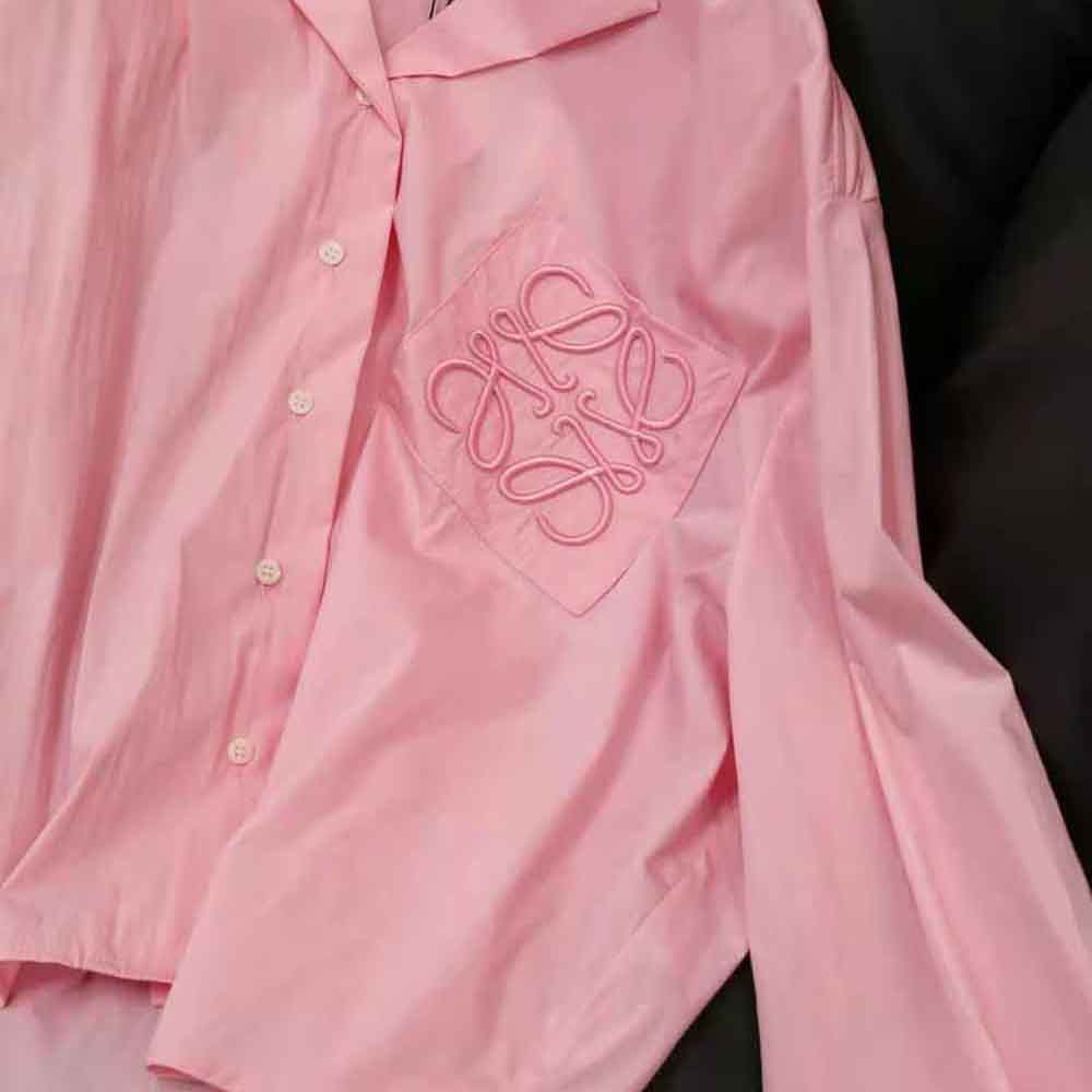 Loewe Women Anagram Pyjama Blouse in Cotton-Pink - image 7
