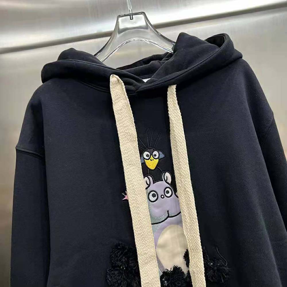 Loewe Women Bo Mouse Embroidered Hoodie in Cotton-Black - image 4
