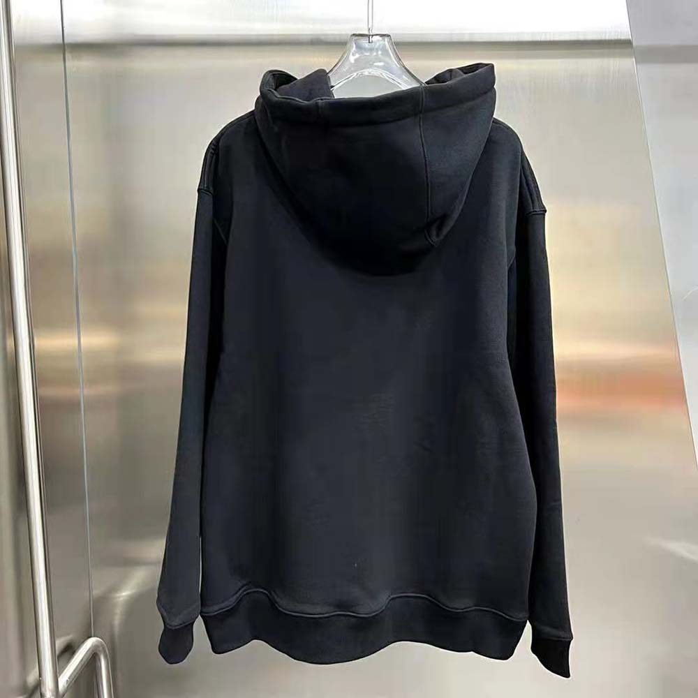 Side profile of black Loewe Women Bo Mouse Embroidered Hoodie