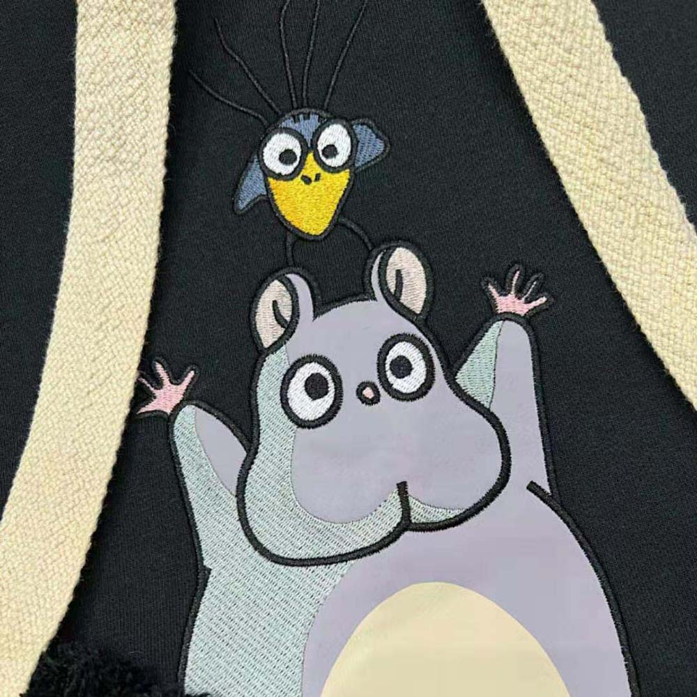 Loewe Women Bo Mouse Embroidered Hoodie in Cotton-Black - image 6