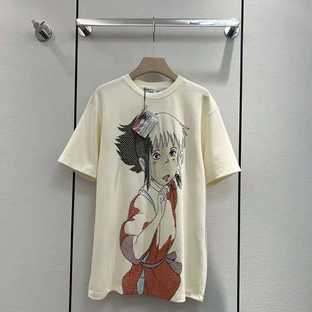 Close-up of signature embroidery on the Loewe Women Chihiro Oversize T-shirt