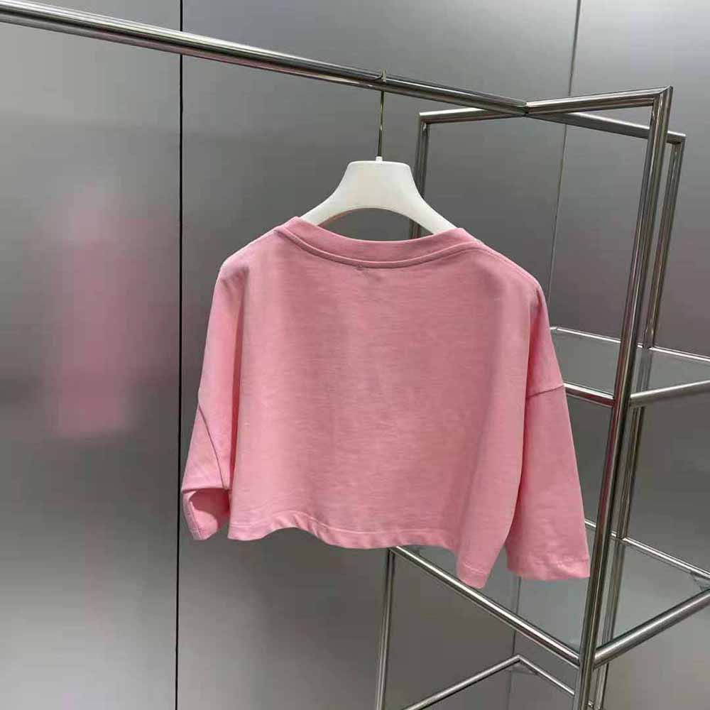 Loewe Women Cropped Anagram T-shirt in Cotton-Pink - image 7