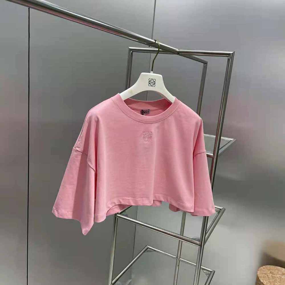 Loewe Women Cropped Anagram T-shirt in Cotton-Pink - image 6
