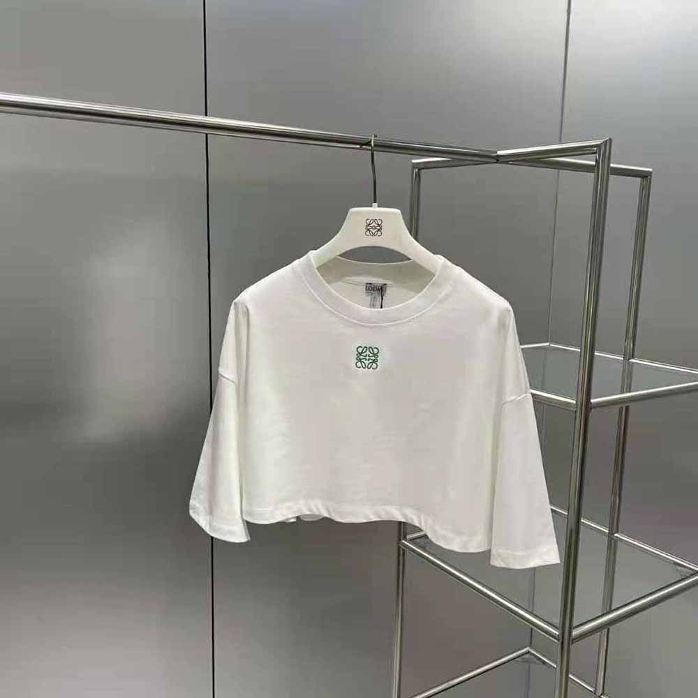Loewe Women Cropped Anagram T-shirt in Cotton-White - image 4