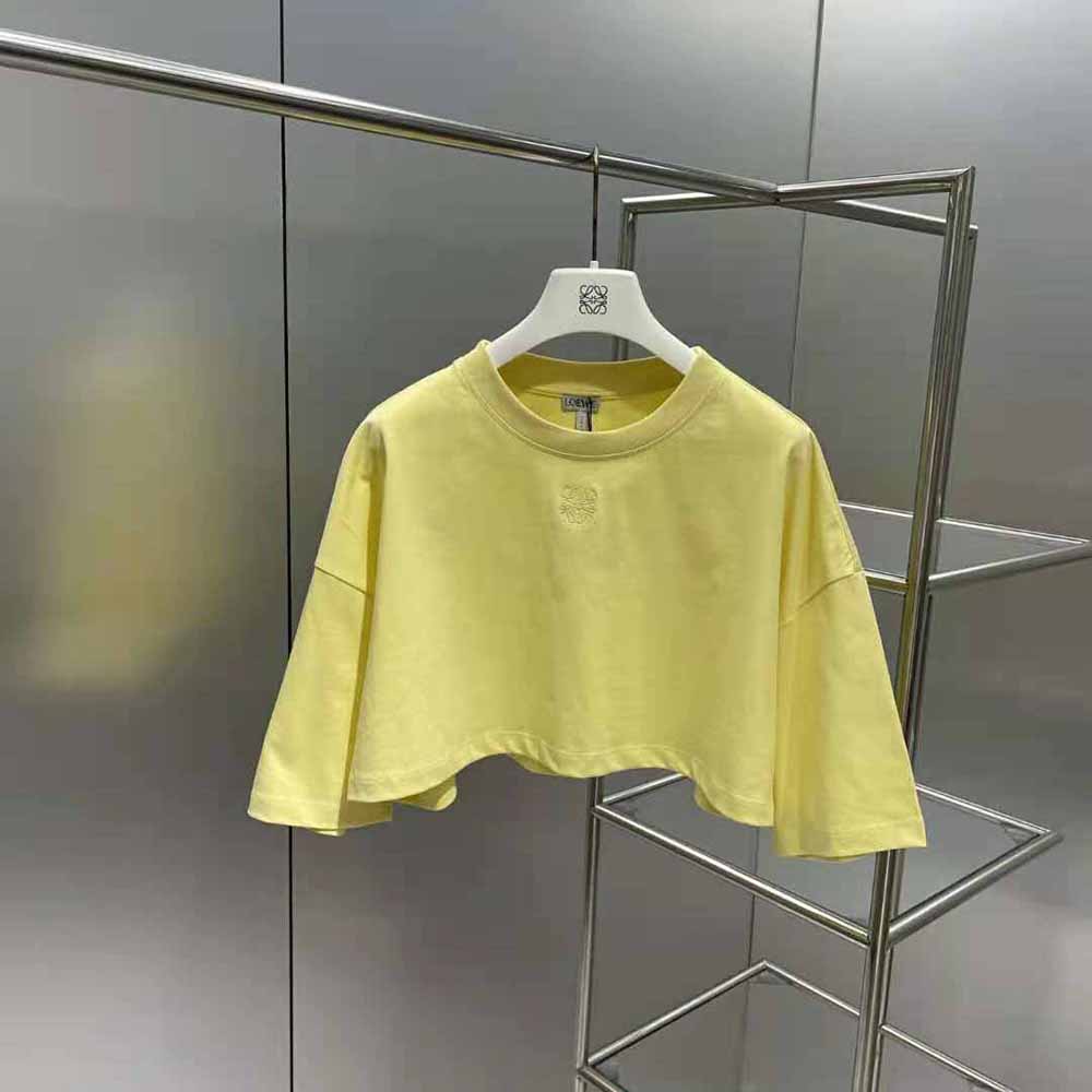 Loewe Women Cropped Anagram T-shirt in Cotton-Yellow - image 6