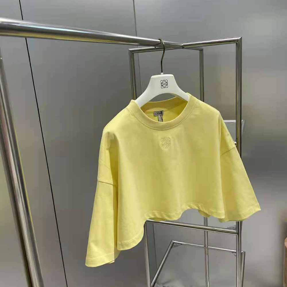 Loewe Women Cropped Anagram T-shirt in Cotton-Yellow - image 4