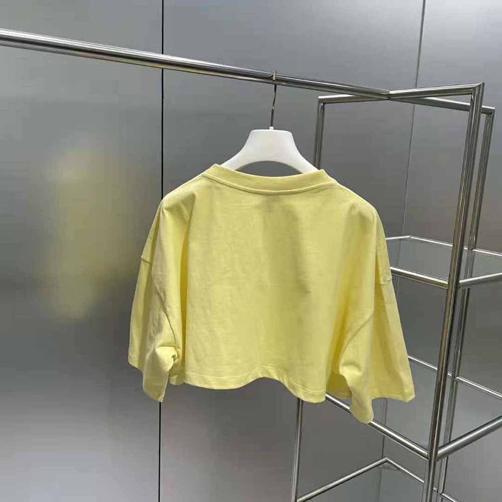 Loewe Women Cropped Anagram T-shirt in Cotton-Yellow - image 5