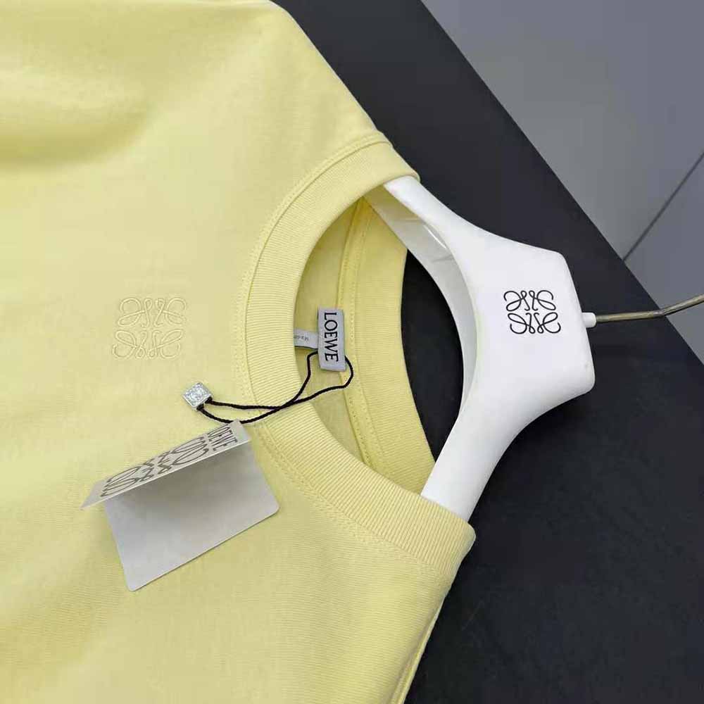 Loewe Women Cropped Anagram T-shirt in Cotton-Yellow - image 7