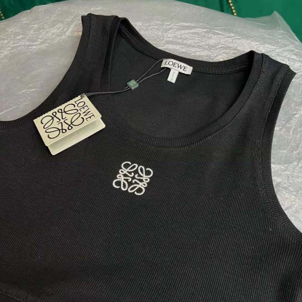Loewe Women Cropped Anagram Tank Top in Cotton-Black - image 4