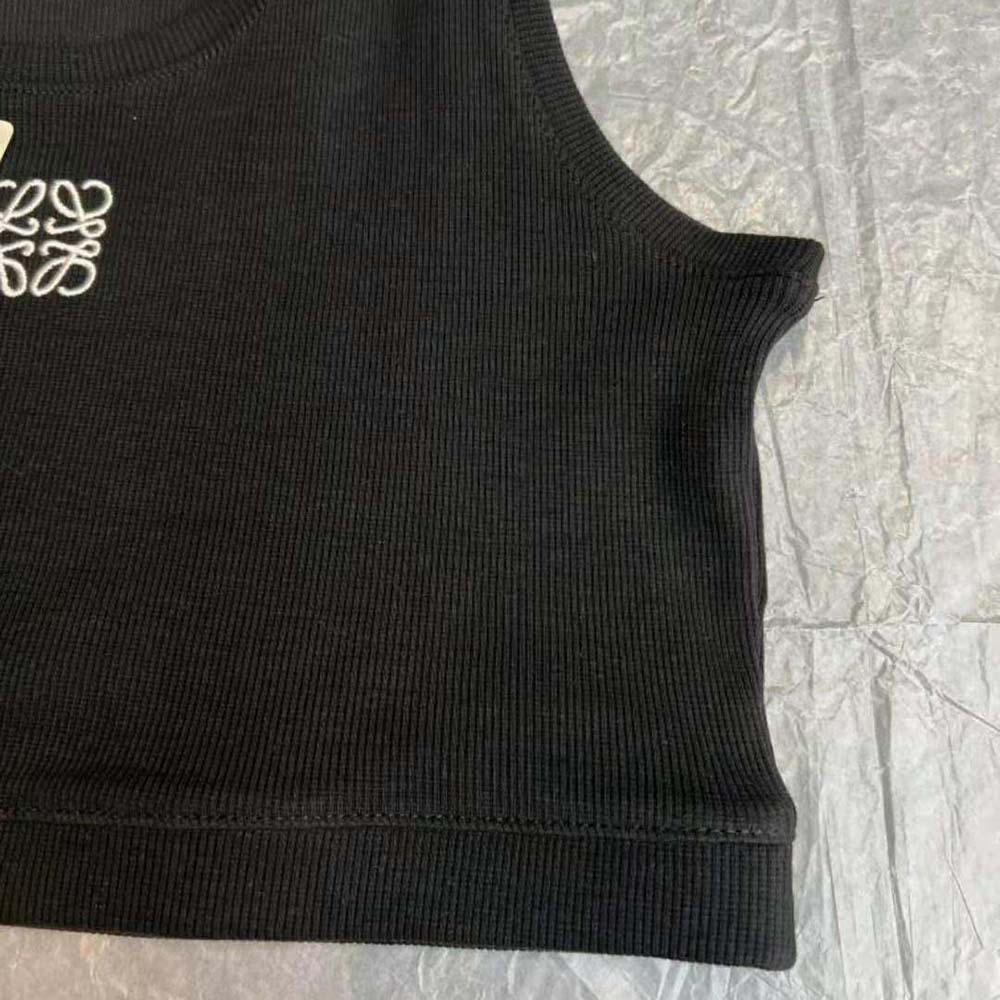 Loewe Women Cropped Anagram Tank Top in Cotton-Black - image 7