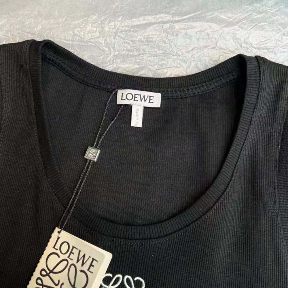 Loewe Women Cropped Anagram Tank Top in Cotton-Black - image 6
