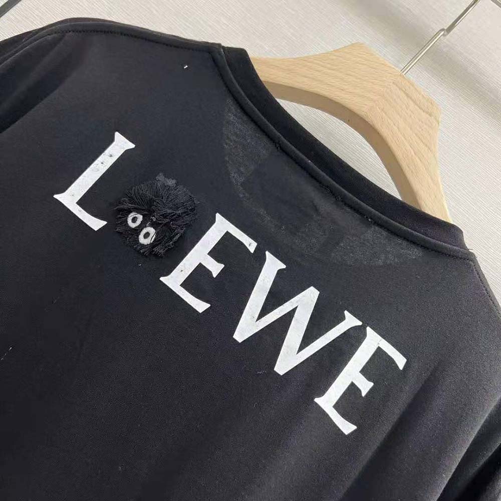 Loewe Men Kaonashi Embroidered T-shirt in Cotton-Black - image 9