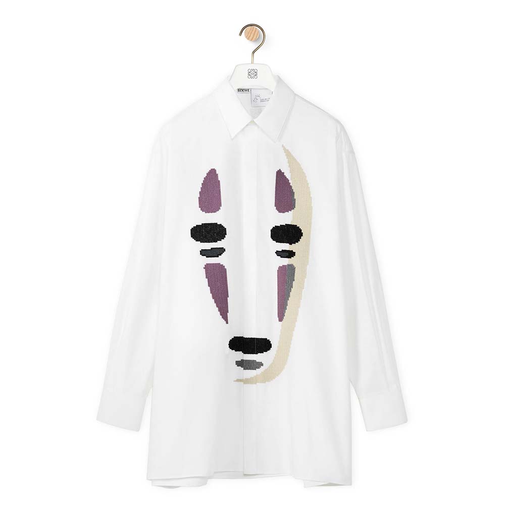 Front view of Loewe Women Kaonashi Shirt in Cotton-White