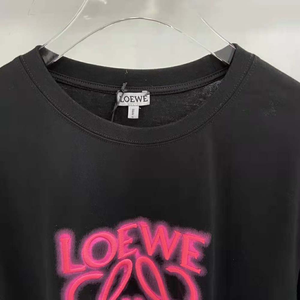 Loewe Women LOEWE Neon T-shirt in Cotton-Black/Pink - image 4