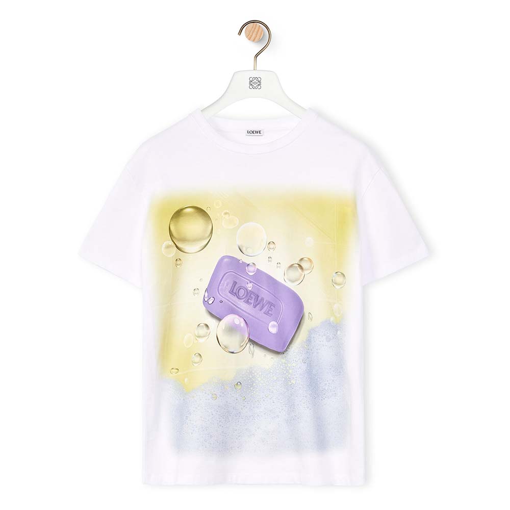 Front view of Loewe Women Soap T-shirt in Cotton-White