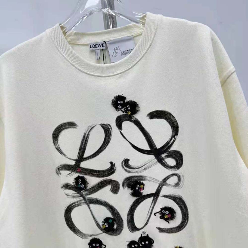 Loewe Men Susuwatari Anagram T-shirt in Cotton-Beige - image 6
