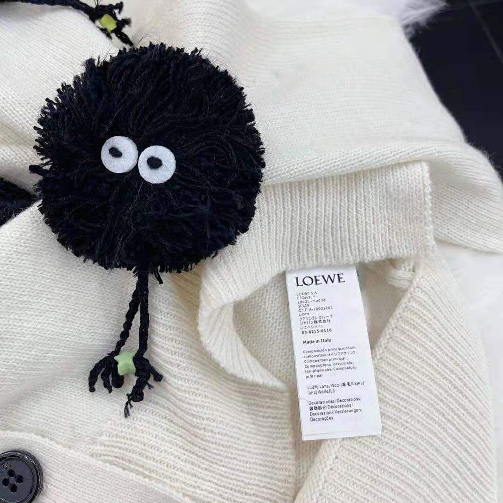 Loewe Women Susuwatari Cardigan in Wool with Hand Knitted-White - image 10