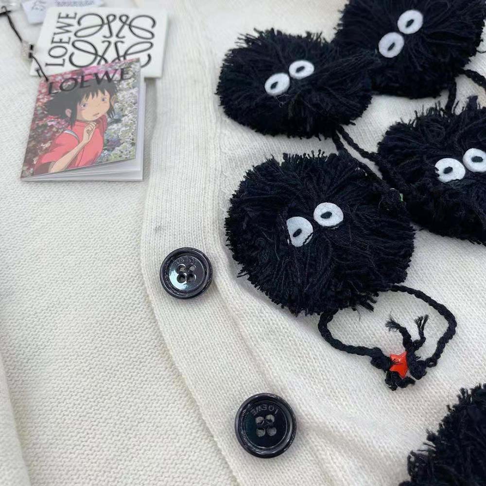Loewe Women Susuwatari Cardigan in Wool with Hand Knitted-White - image 8