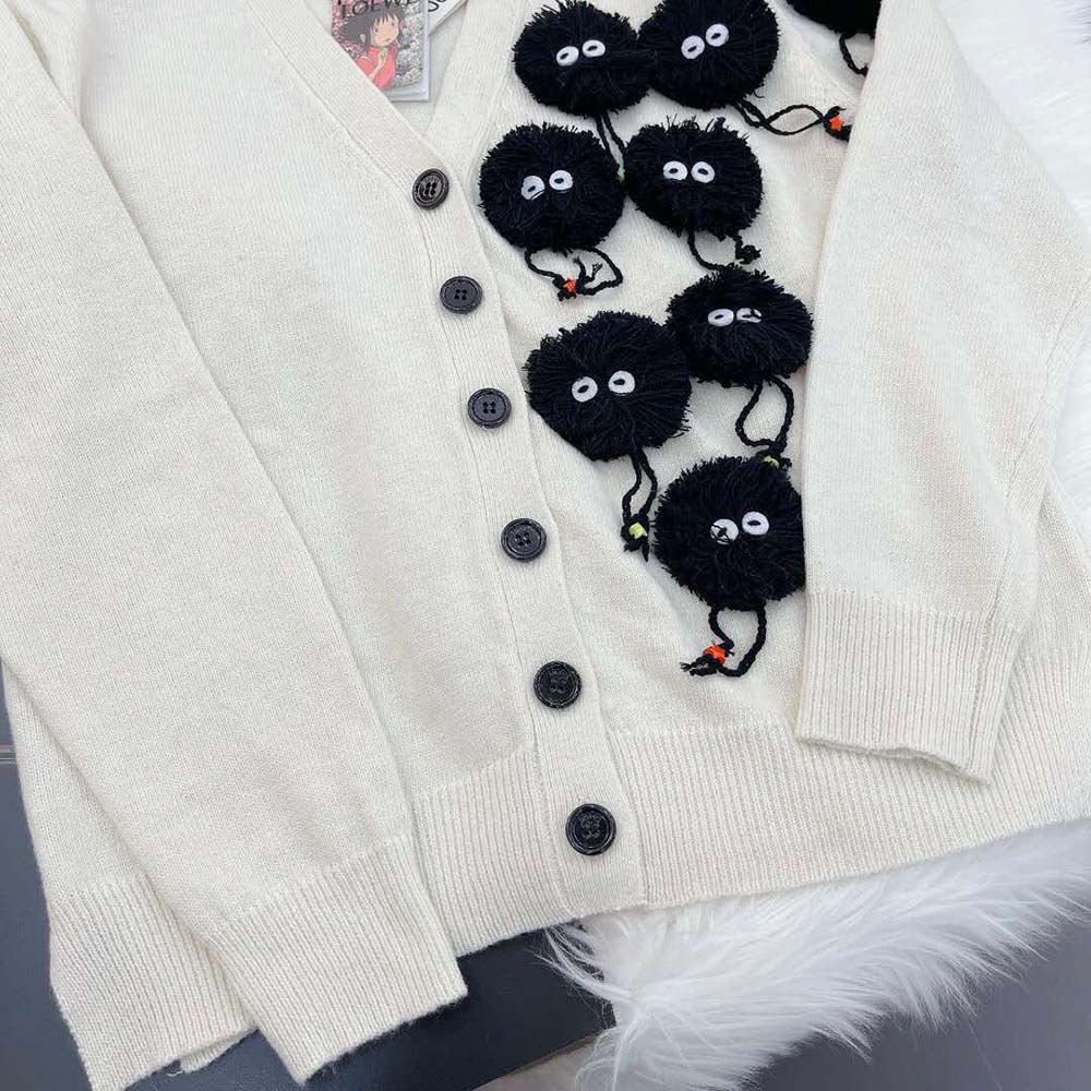 Loewe Women Susuwatari Cardigan in Wool with Hand Knitted-White - image 7