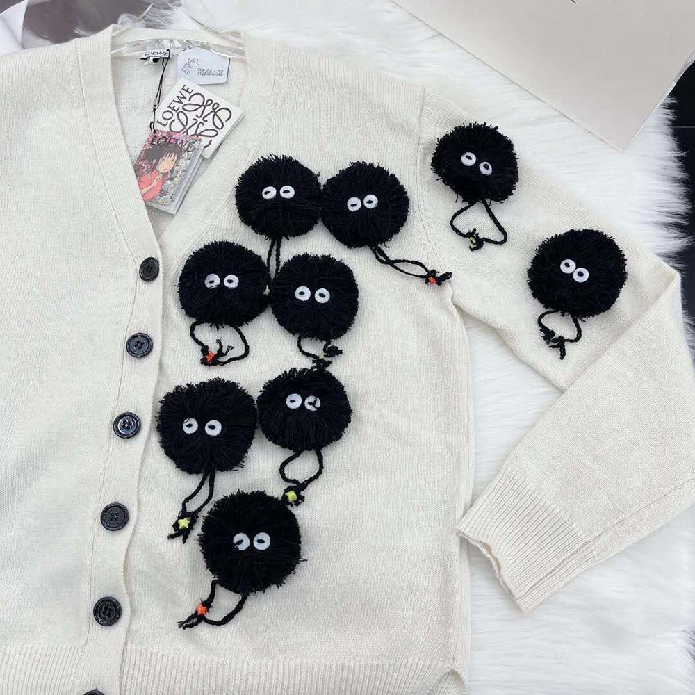 Loewe Women Susuwatari Cardigan in Wool with Hand Knitted-White - image 6