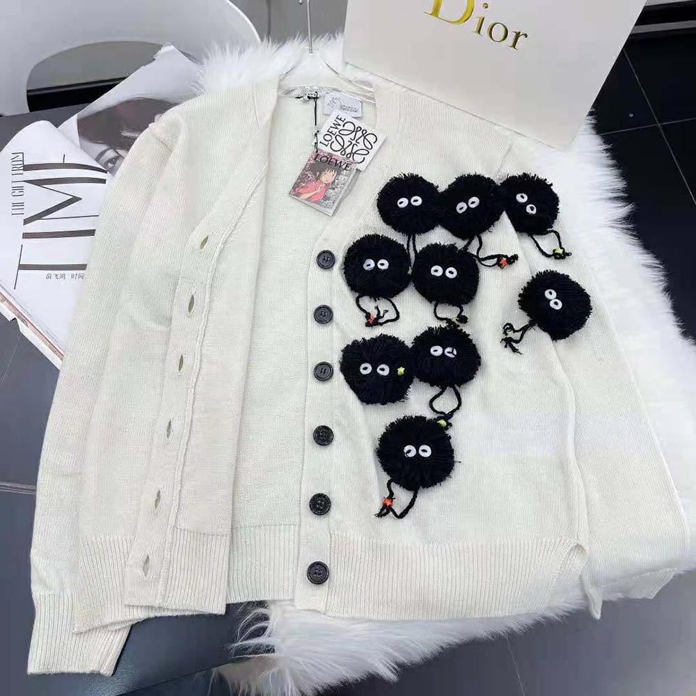 Loewe Women Susuwatari Cardigan in Wool with Hand Knitted-White - image 5