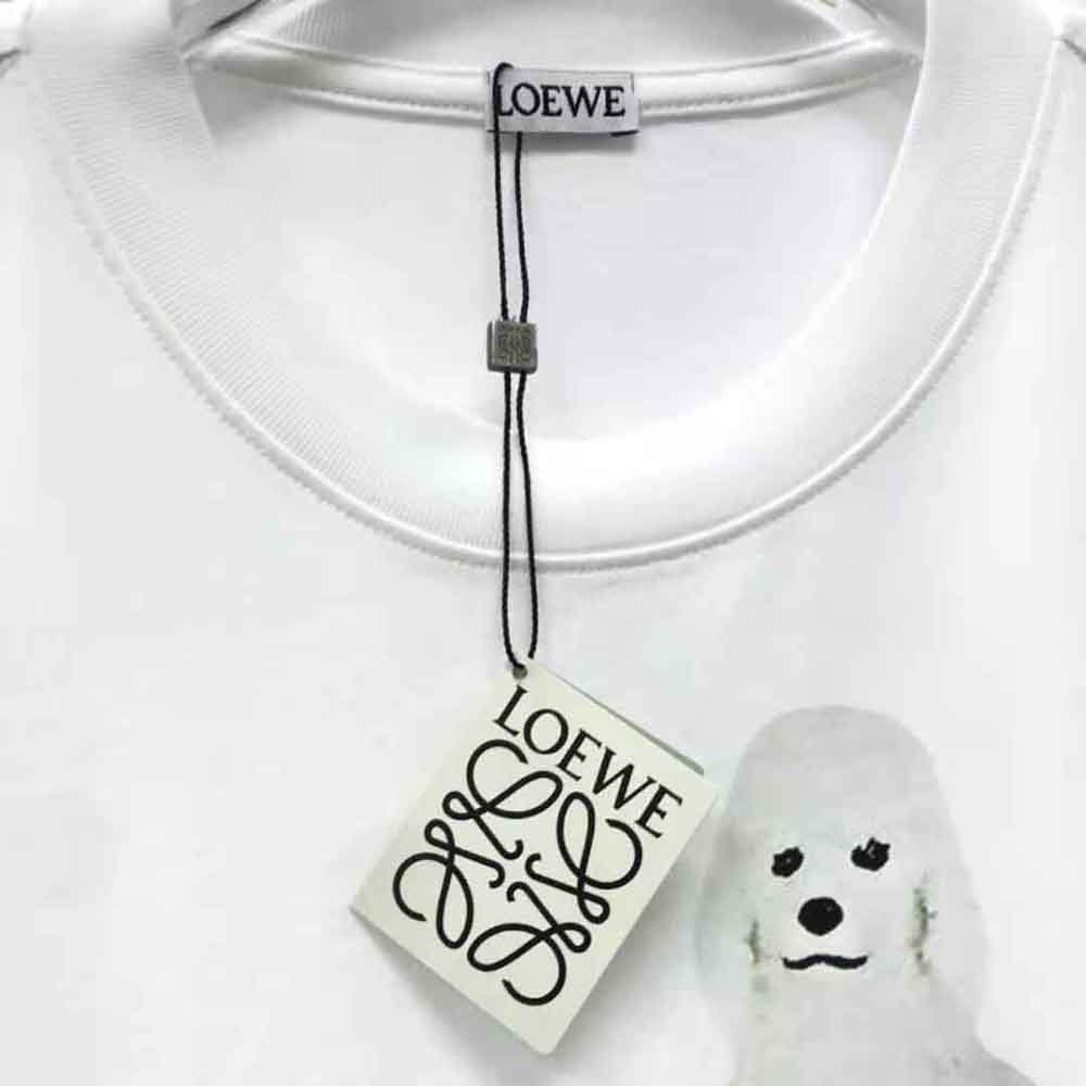 Loewe Men Twin Dog Print T-shirt in Cotton-White - image 7