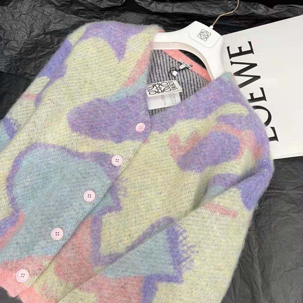 Close-up detail of jacquard unicorn motif on Loewe Women Unicorn Cardigan