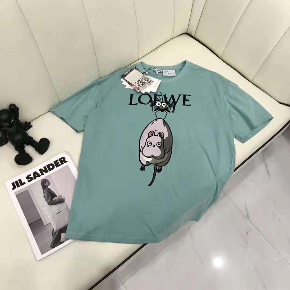 Side angle showing silhouette and finish of Loewe Men Yu-Bird T-shirt