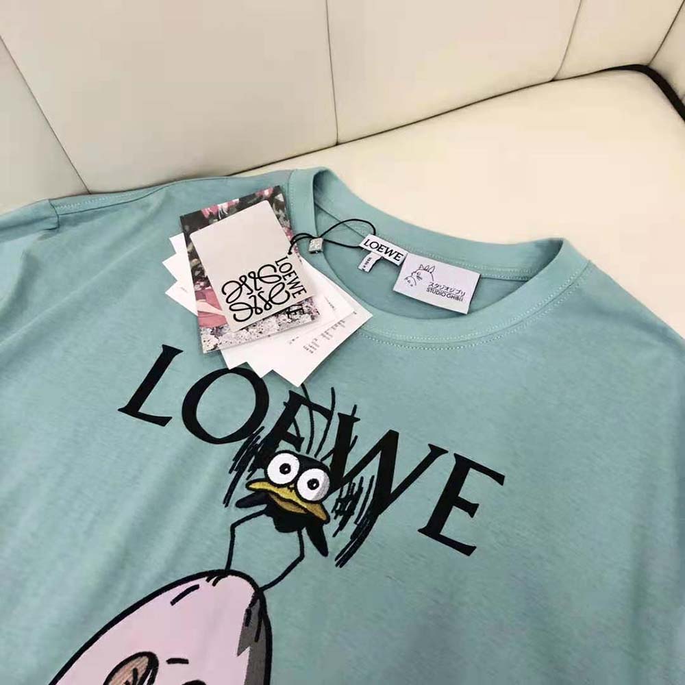 Loewe Men Yu-Bird T-shirt in Cotton-Lime - image 8