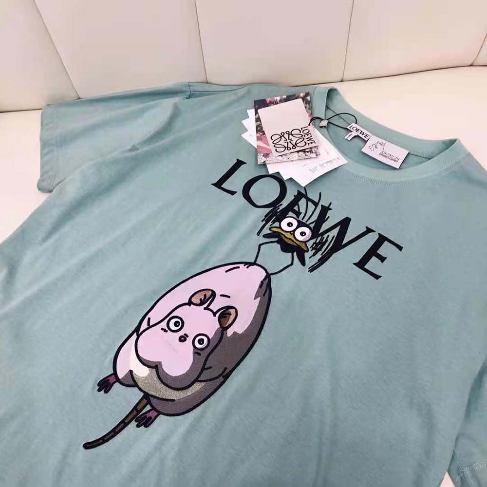 Loewe Men Yu-Bird T-shirt in Cotton-Lime - image 6