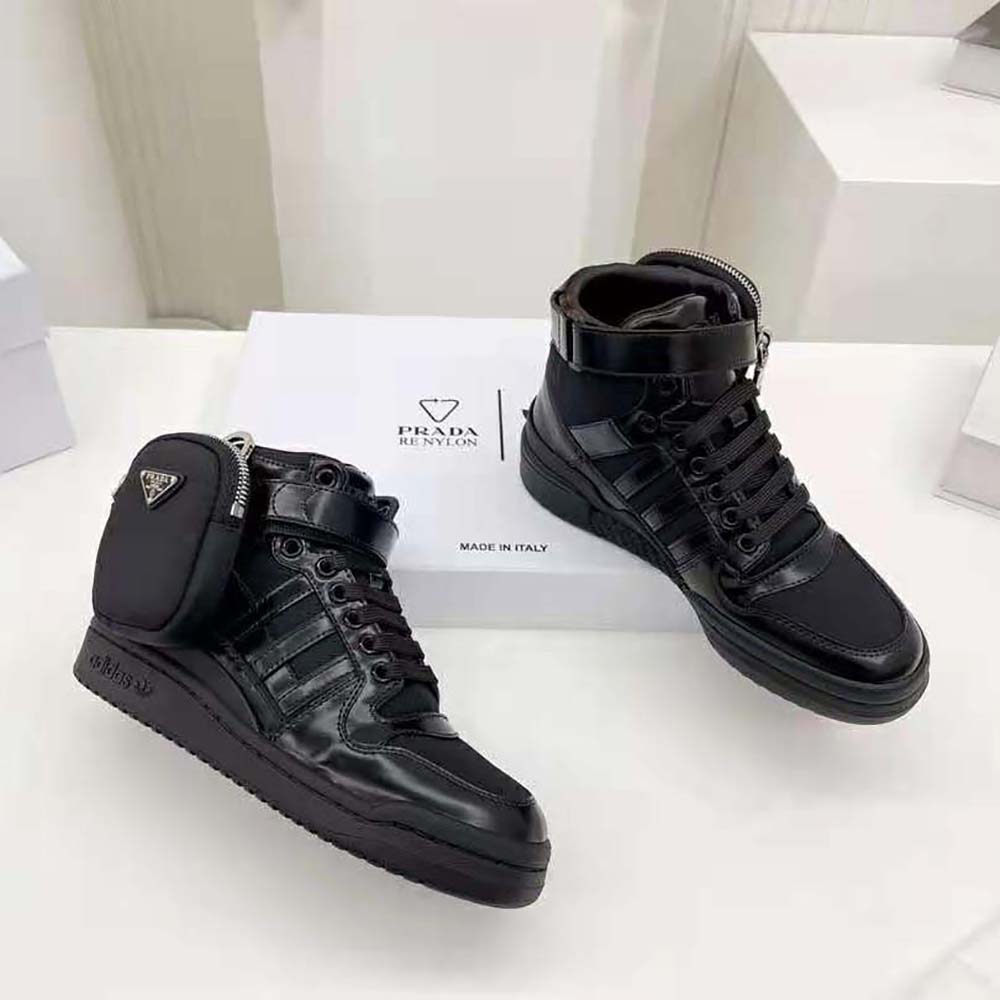 Overhead view showcasing silhouette of Prada Women Adidas for Prada Re-Nylon Forum sneakers