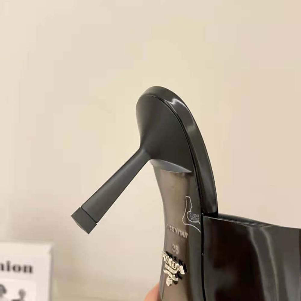 Prada Women Brushed Leather High-Heel Slides in 75mm Heel Height - image 9