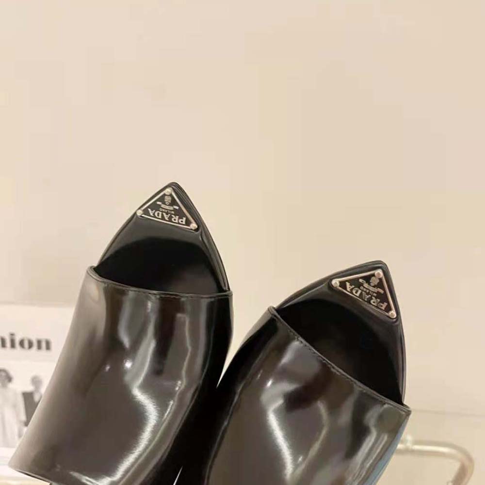 Prada Women Brushed Leather High-Heel Slides in 75mm Heel Height - image 7